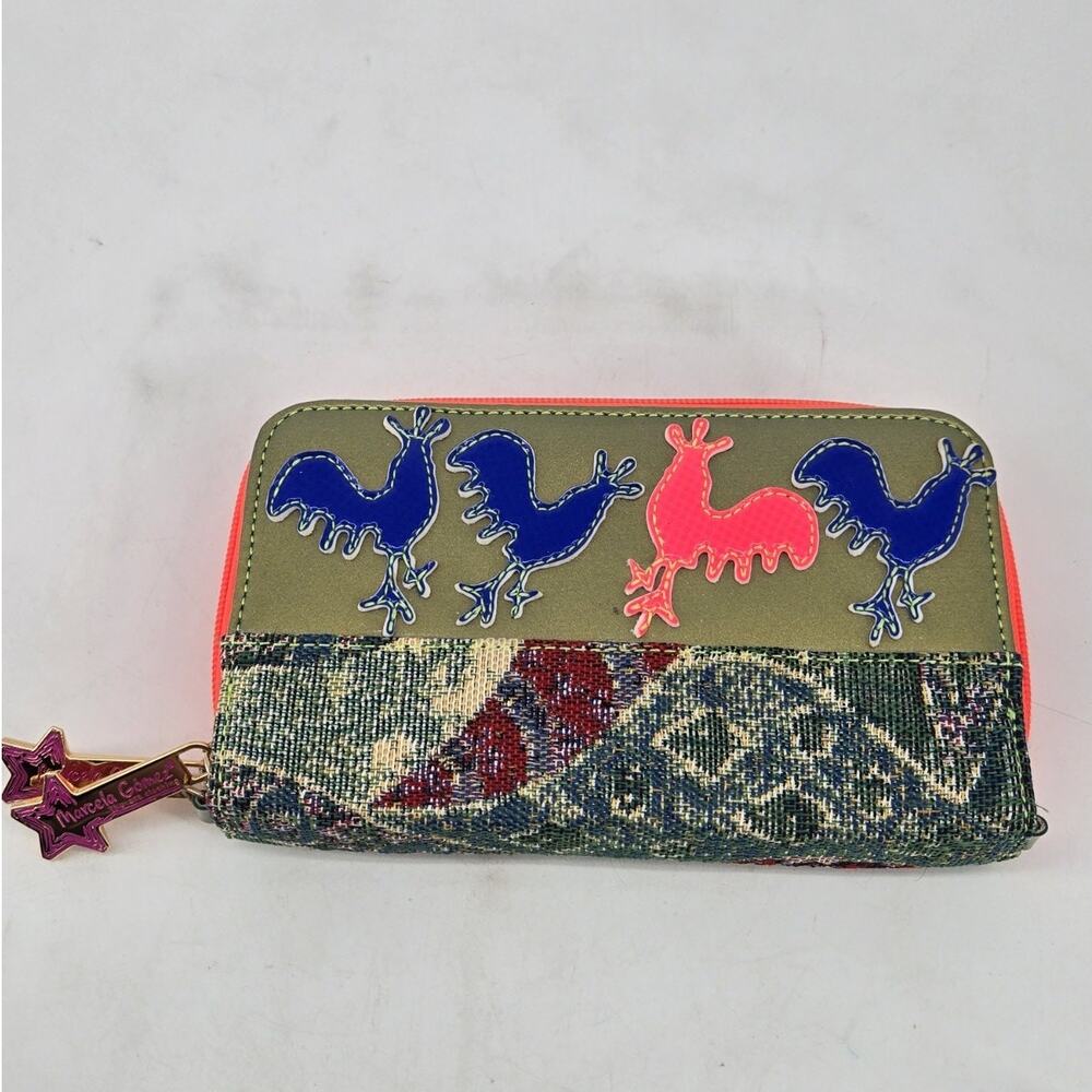 The Art Clothing Co Tapestry Folk Mixed Media Double Zip Wallet By Marcela Gomez